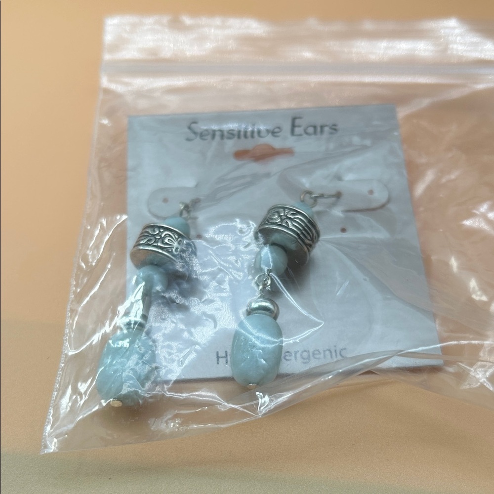 Fashion Jewelry Silver and Blue Earrings